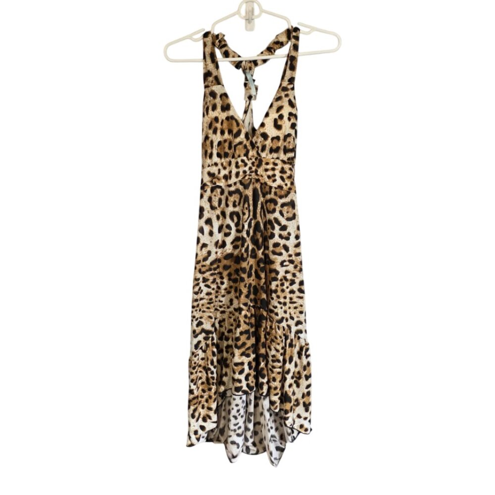 EUC Isla Bonita Tie Cheetah High-Low Dress